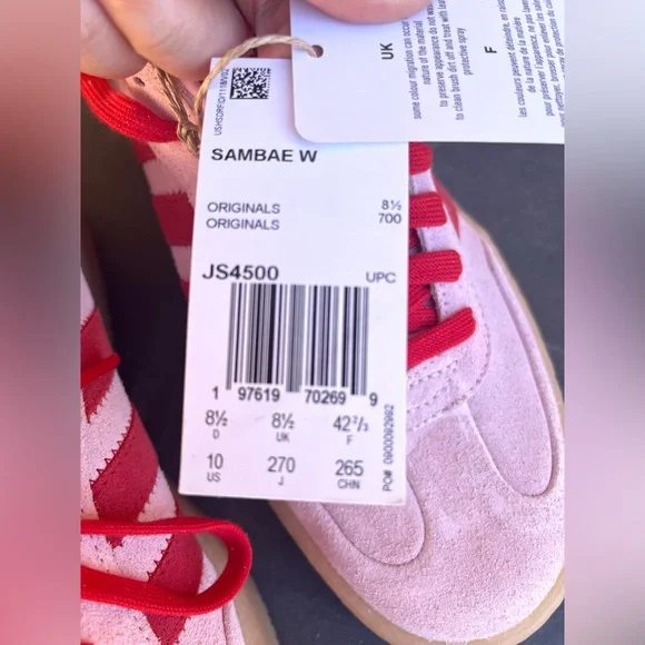 NWT: Adidas Sambae in Clear Pink and Scarlet Red - Picture 4 of 8